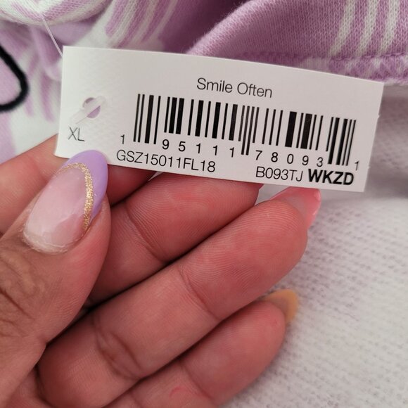 Spotted Zebra Girls Hooded Sweatshirt Dress Smile Often Stitched Purple Size XL - Picture 11 of 12